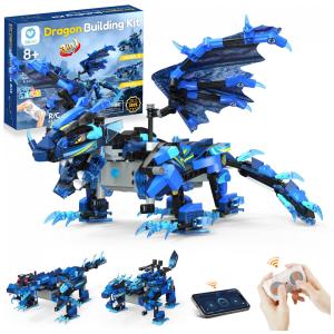 Robô Dragão Sillbird 549 Peças com Controle Remoto e APP para Crianças Acima de 6 Anos, Azul