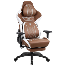 Cadeira Gamer Reclinável e Giratória com Apoio para Lombar, Cabeça e Pés, Dowinx, Marrom