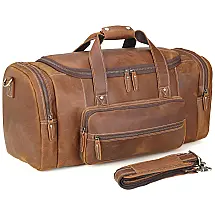 Bolsa de Viagem Masculina Clássica em Couro Marrom Polare, Resistente e Elegante para Viagens