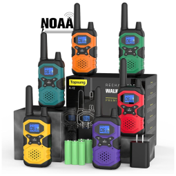 Rádio Comunicador Walkie Talkie Topsung para Adultos Longo Alcance,6 Unidades, Bateria 4500mAh,Carregadores USB, Ideal para Família