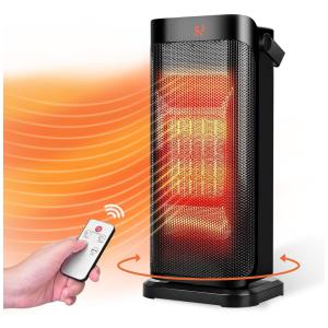 Aquecedor Elétrico de Cerâmica Portátil com Controle Remoto, 1500W, 110v, TRUSTECH 1502S, Preto