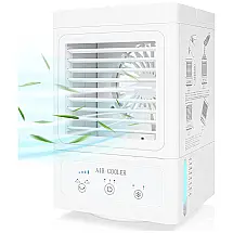 Climatizador de Ar Portátil Mini, Capacidade 700 Ml, 3 Velocidades, Recarregável, 10W, KIDWILL, Branco