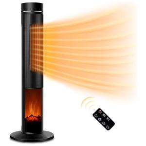 TRUSTECH KPT 1606F 01 Aquecedor de Cerâmica Elétrico Portátil, 3 Configurações e Controle Remoto,1500W, 110V, Preto