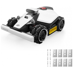 Robô Cortador de Grama Mammotion LUBA mini AWD 800 Branco com Garagem, Tração 4 Rodas para 80% Inclinação, Visão AI UltraSense+RTK