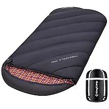 Saco de Dormir para Camping a Prova dAgua Forrado com Flanela, Tamanho Único, KINGCAMP, Preto