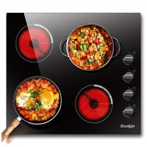 Cooktop Elétrico de Embutir com 4 Queimadores de Indução e 9 Níveis de Temperatura, 220V 6000W, Cooksir, Preto
