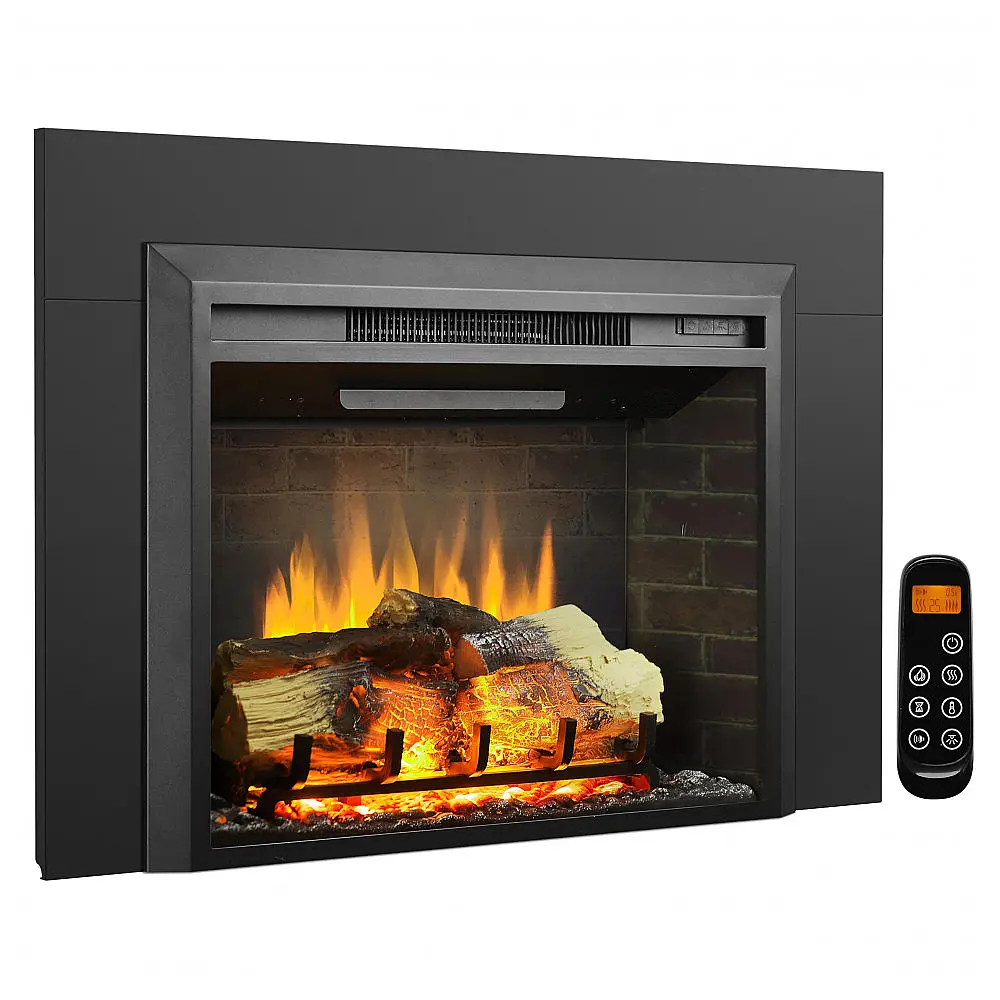 Lareira Elétrica Insertável LegendFlame Carl Preta com Kit de Acabamento 110V largura 96 cm x altura 65.