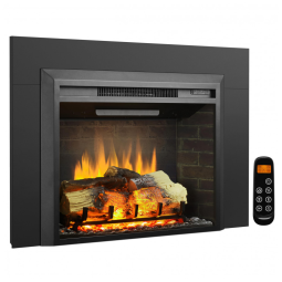 Lareira Elétrica Insertável LegendFlame Carl Preta com Kit de Acabamento 120V largura 96 cm x altura 65.