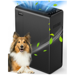 Purificador de Ar para Ambientes até 160m² com Filtro H13 HEPA, Luz Noturna, Silencioso e Temporizador, 110V, MOOKA FAMILY E-300L, Preto