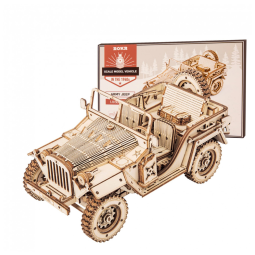 Quebra Cabeças 3D em Madeira para Adultos, Escala 1:18, Tema Carro Mecânico do Século XIX com 369 Peças, ROKR MC701