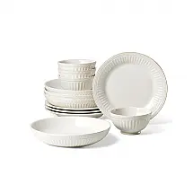Aparelho de Jantar Lenox French Perle Groove 12 Peças Grés Branco Serviço para 4