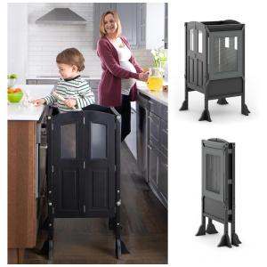 Móbile infantil auxiliar de cozinha Martha Stewart Kitchen Helper Guidecraft Carvão dobrável em madeira bétula com altura ajustável