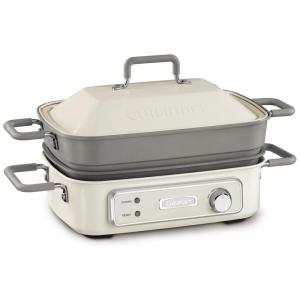 Churrasqueira Elétrica, multifuncional, para 7 pessoas, 5 litros, 1400 W, branca, 110v, CUISINART GR M3, Branco