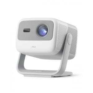 Projetor Portátil Laser Triplo JMGO N1 Branco 1080P FHD Suporte 4K MALC 800 Lumens Gimbal Correção Automática 200" 3D Android TV 11