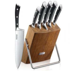 Conjunto de Facas em Aço Inoxidável com Bloco de Bancada, 6 Peças, D.PERLLA H8004, Preto