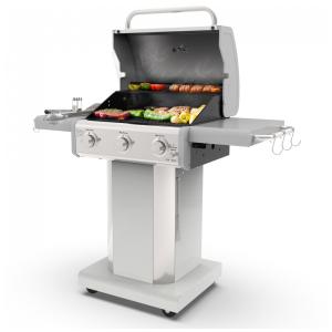 Churrasqueira a Gás 30.000 BTU com 3 Queimadores e Mesas Laterais em Aço Inoxidável, Branca, KENMORE PG A4030400LD PE, Branco