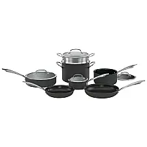 Conjunto de Panelas e Frigideiras Antiaderentes de Aço Anodizado Peças, CUISINART DSA 11, Preto