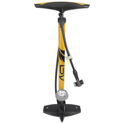 Bomba de Piso Ergonômica para Bicicleta com Medidor e Válvula Inteligente 160 PSI, BV, Amarelo