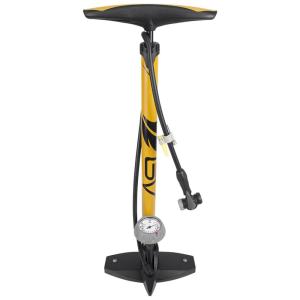 Bomba de Piso Ergonômica para Bicicleta com Medidor e Válvula Inteligente 160 PSI, BV, Amarelo
