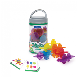 Conjunto de construção Interlox Discs Guidecraft com 96 discos plásticos translúcidos para atividades STEM