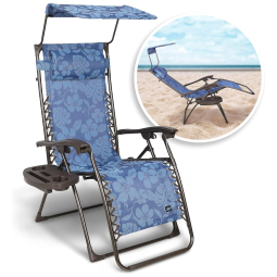 Redes Cadeira Reclinável Ajustável Gravidade Zero com Apoio de Cabeça e Porta Copos e Cobertura de Sombra, BLISS HAMMOCKS GFC 465BF