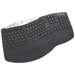 PCK 208B Teclado Ergonômico Dividido com Fio Recarregável Reduz a Tensão das Mãos, ADESSO, Preto