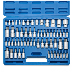 Ferramenta Automotiva Torque Torx Mestre Externos 60 peças Aço S2 e Cr V, NEIKO 10083A, Azul