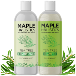 Shampoo e Condicionador Tratamento Natural Contra Caspa Cabelos Secos e Danificados, MAPLE HOLISTICS, Branco