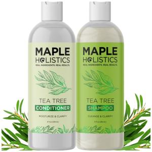 Shampoo e Condicionador Tratamento Natural Contra Caspa Cabelos Secos e Danificados, MAPLE HOLISTICS, Branco