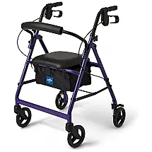 Andador Adulto Idoso com Apoio de Braço, Assento Acolchoado e Cesto, Suporta até 136 Quilos, Roxo, MEDLINE MDS86850EP, Violeta