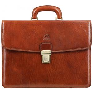 Bolsa Maleta de Couro Masculina para Laptop, TIME RESISTANCE, Marrom