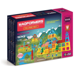 Kit de Construção Vila Geométrica Educativa 110 Peças, para Crianças a Partir de 3 Anos, MAGFORMERS 05002, Rosa