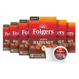 Café Saborizado de Avelã, 72 unidades, FOLGERS COMINHKG070871, Marrom