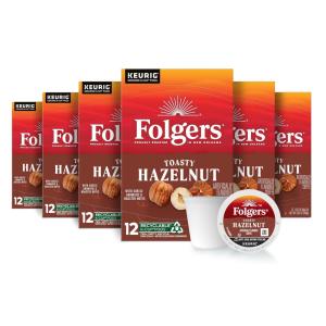 Café Saborizado de Avelã, 72 unidades, FOLGERS COMINHKG070871, Marrom