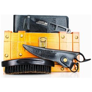 Kit para Barba Profissional Portátil com Cera e Pente, 3 Itens, MAISON LAMBERT 602045541748, Preto