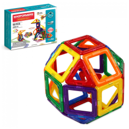 Kit de Construção Designer Geométrico Educativo 64 Peças, para Crianças a Partir de 3 Anos, MAGFORMERS 63081, Vermelho