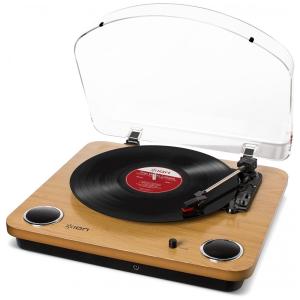 Vitrola Toca Discos Vinil com Alto Falantes Embutido e Saída USB para Conversão de 3 Velocidades, 110v, ION AUDIO Max LP, Marrom