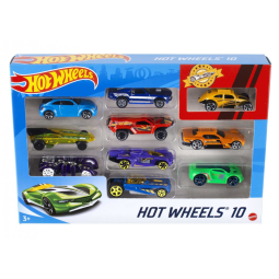Conjunto de 10 Carros e Caminhões Hot Wheels, Escala 1:64, Veículos Detalhados com Cores Variadas