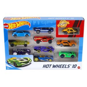 Conjunto de 10 Carros e Caminhões Hot Wheels, Escala 1:64, Veículos Detalhados com Cores Variadas