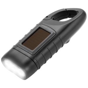 Lanterna Manivela LED Portátil com 86gr Bateria Recarregável Solar com Mosquetão 2 Peças, SIMPEAK, Preto