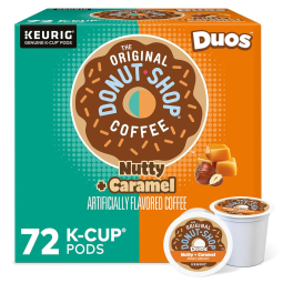 The Donut Shop Nutty Caramelo, cápsulas K Cup Keurig, café torrado leve com sabor, 72 unidades