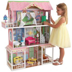 Casa de Bonecas com 14 Acessórios 3 Andares para Crianças a partir de 3 anos, KidKraft, Rosa