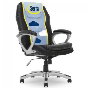 Cadeira de Escritório Executivo Ergonômica Giratória com Suporte Lombar e Altura Ajustáveis, SERTA 43673, Preto
