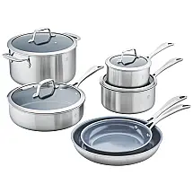 Conjunto de Panelas e Frigideiras Antiaderente em 3 Camadas de Aço Inoxidável, 10 Peças, ZWILLING