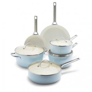 Conjunto de Panelas Antiaderente Revestida de Cerâmica, 10 Peças, GREENPAN CC000386 001, Azul