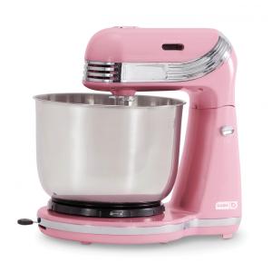 Batedeira Planetária Dash Everyday Rosa 6 Velocidades 3L 220W Compacta Bowl Inox Acessórios Laváveis 110V