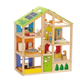 Casa de Bonecas de Madeira com 3 Andares 1 Quartos para Crianças a partir de 3 anos, Hape, Verde