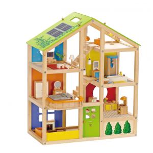 Casa de Bonecas de Madeira com 3 Andares 1 Quartos para Crianças a partir de 3 anos, Hape, Verde