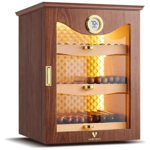 Umidor de Charutos com LED, Cedro Peruano, Higrômetro de Precisão, Presente Elegante para Amantes de Charutos,Vastony.