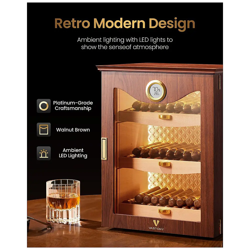 Humidor Elétrico LED Vastony Nogueira Madeira Peruana Controle Digital VAS-9188 — foto 2